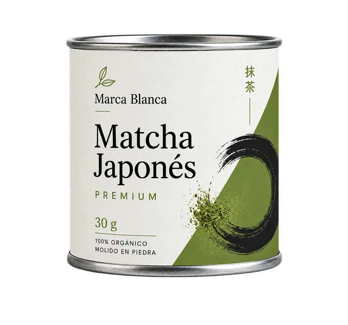 Lata de matcha marca blanca MatchaLab, formato 30 gramos